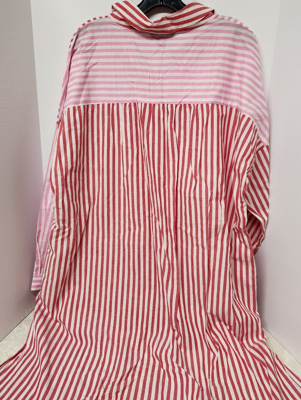 Davi & Dani Red Pink Striped Red Pink Colorbock Button Up Shirt Womens Sz 1XL - Picture 7 of 8